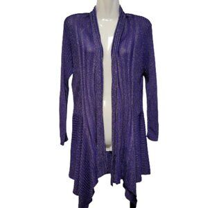 𝅺PURPLE Glitter Open Front Asymmetrical Cardigan One Size